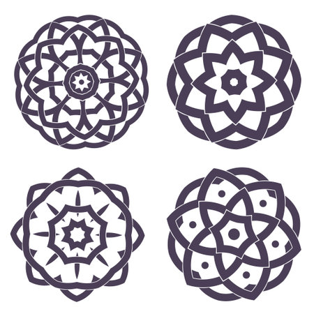 Four circles with geometric patternsのイラスト素材