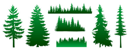 Silhouettes of trees and forest thicketのイラスト素材