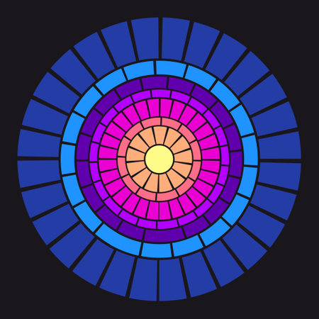 Abstract multicolored mosaic circle on a dark backgroundのイラスト素材