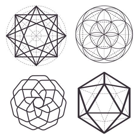 Drawing of geometric figures on a white backgroundのイラスト素材