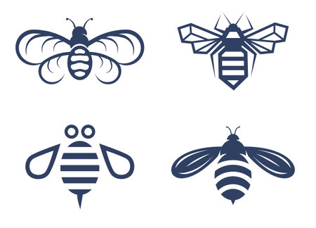 Silhouette of a bee. Schematic representation of a bee, a wasp and a bumblebeeのイラスト素材