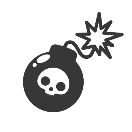 Bomb flat icon with burning fuseのイラスト素材