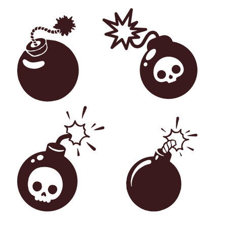 A set of spherical bombs with a burning fuseのイラスト素材