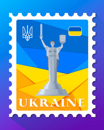 Illustration of an abstract postage stamp of Ukraineのイラスト素材