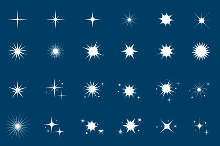 A large set of prints of various stars and constellationsのイラスト素材