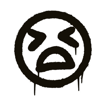 Grunge spray paint image of a sad emoticonのイラスト素材