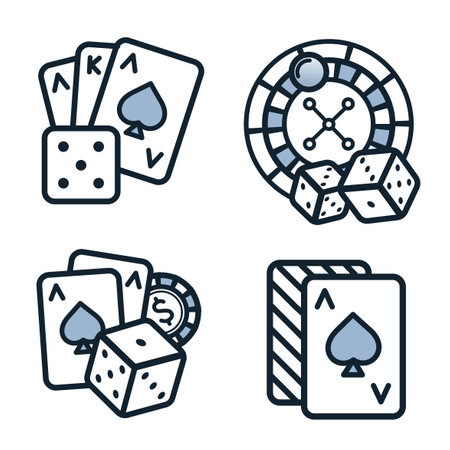 Set of card and casino outline iconsのイラスト素材