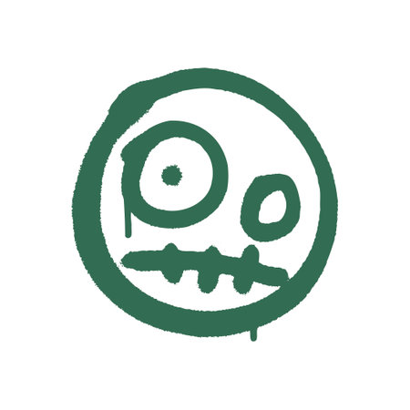 Graffiti of a clumsy emoticon with a sewn mouthのイラスト素材