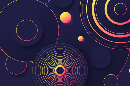 Abstract futuristic dark background with circles and raysのイラスト素材