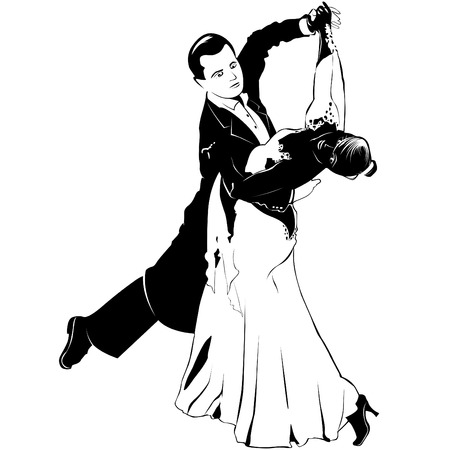 couple dancing the waltz at the ballのイラスト素材