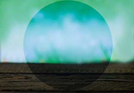 Old wooden board on a blurred background springの写真素材