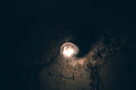 Old lantern in the barn with firewood.の写真素材
