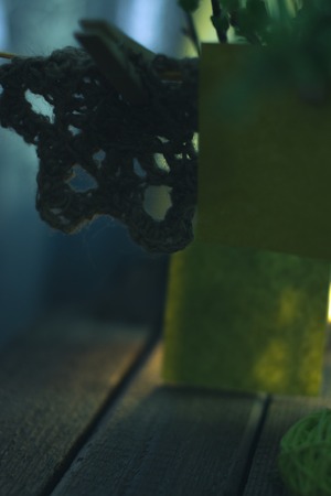 Yellow paper leaves on the plants background