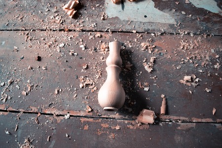 Wooden fragment ornament for shisha decoration on a wooden backgroundの写真素材