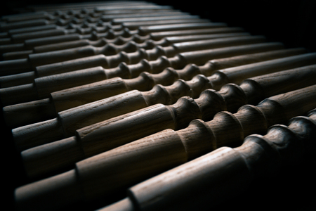 Wooden fragment ornament for shisha decoration on a wooden backgroundの写真素材