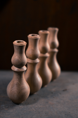 Wooden fragment ornament for shisha decoration on a wooden backgroundの写真素材