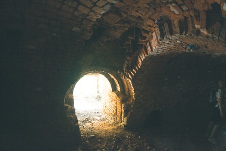 Brick tunnels of an old brick factoryの写真素材