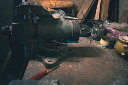 Interior old instrumental in the village with various instrumentsの写真素材