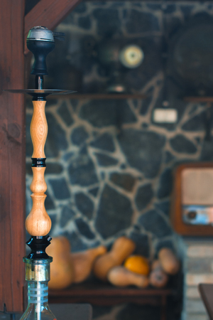 Hookah on a summer terrace with a blurred backgroundの写真素材