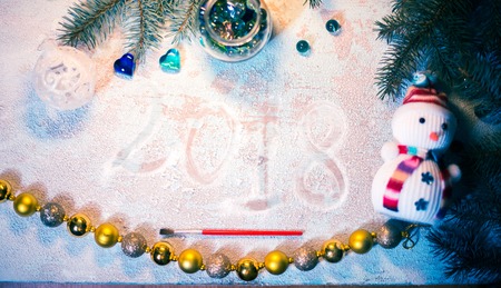 New Year 2018. Inscription on a wooden backgroundの写真素材