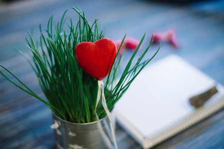 Still-life to the day of the holy valentine on a wooden background.の写真素材