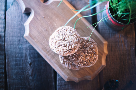 Homemade cookies on a wooden old backgroundの写真素材