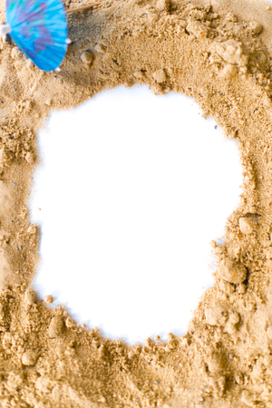 Beach mocap. Frame with beach sand. The concept of travel.の写真素材