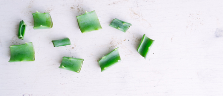 Sliced aloe vera on a white background.の写真素材