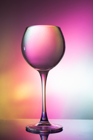 Glass of water on a colored background.の写真素材