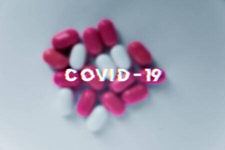 Colored pills close-up. Coronavirus vaccine concept.の写真素材