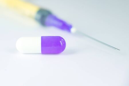 Pills close-up. Coronavirus vaccine concept. Healthcareの写真素材