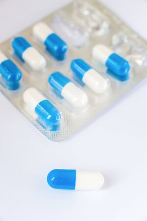 Pills close-up. Coronavirus vaccine concept. Healthcareの写真素材