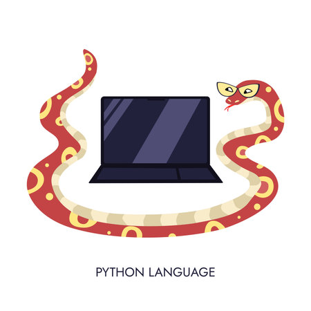 Python code language sign. Programming coding and developing concept. Software development....