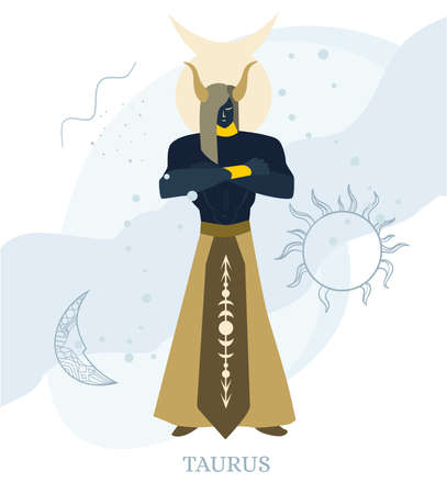 Zodiac signs Taurus Vector illustration of the zodiac symbol. Vector illustration in flat styleのイラスト素材