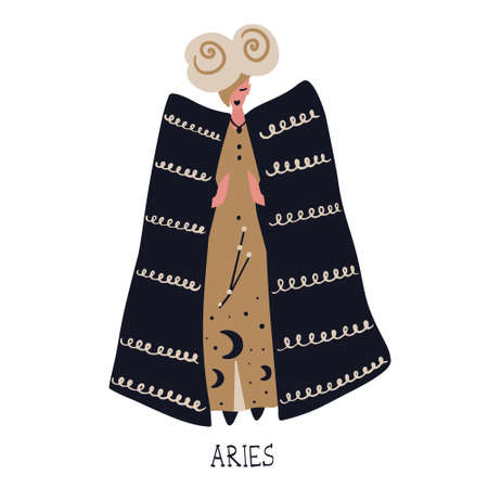 Zodiac signs Aries. Vector illustration of the zodiac symbol. Vector illustration in flat styleのイラスト素材