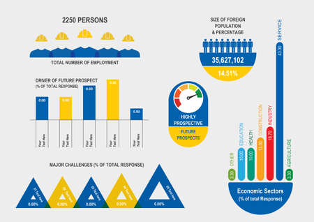 Blue and Yellow Vector infographics Chartsのイラスト素材