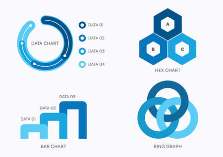 Blue Infographics Vector Charts and Graphsのイラスト素材
