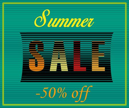 Summer Sale Inscription. Striped  Colorful Letters. Illustrationのイラスト素材