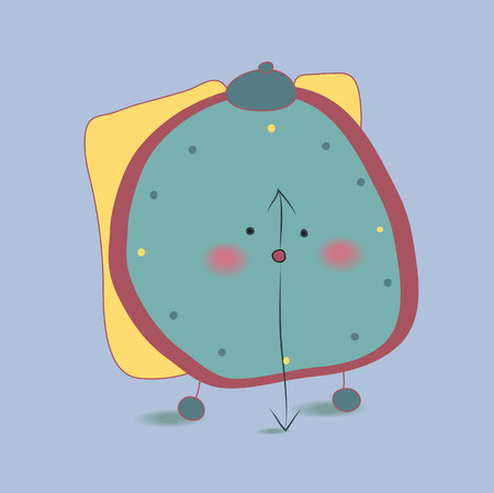 Baby cartoon alarm clock with eyes. Vector illustrationのイラスト素材