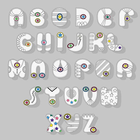 White Alphabet. Superhero style.のイラスト素材