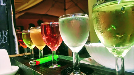Multicolored glasses with tinctures