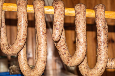 Delicious and aromatic homemade grilled sausages with spices