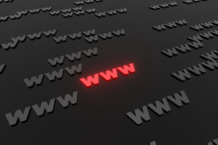 WWW symbols sign on black background 3d render. Hypertext transfer protocol secure web 3の写真素材