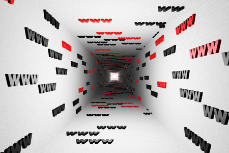 WWW symbols sign in white tunnel background 3d render. Hypertext transfer protocol secure web 3の写真素材