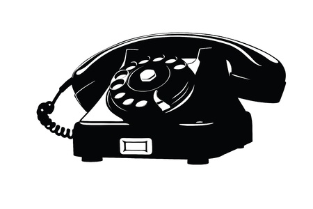 Old Style Analog Phone Stencil With Loose Curly Cordのイラスト素材