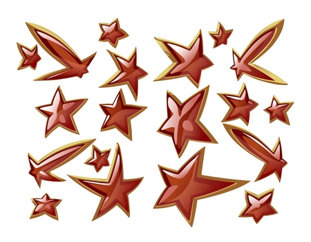 Set of Glossy Vivid Stars  Distorted in Perspectiveのイラスト素材