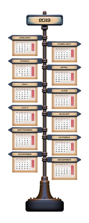 Sign Post Calendar 2013のイラスト素材