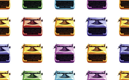 Vintage Typewriter Multiplied  on a Seamless Tile Colorful