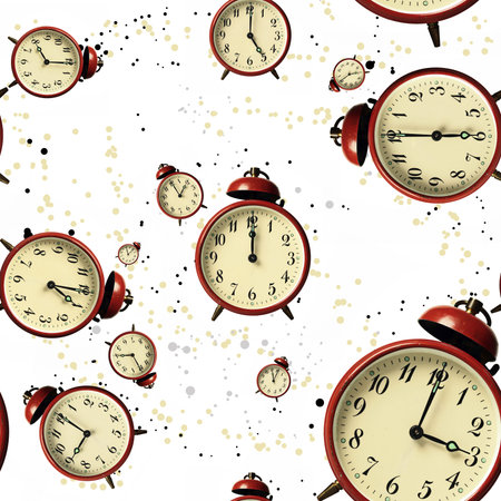 Vintage Scattered Bell Clocks Seamless Wallpaper With Spots