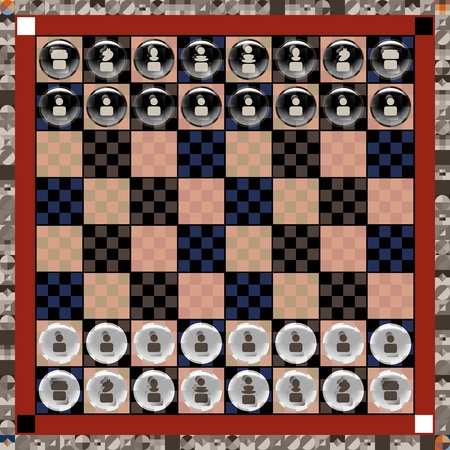 Vivid Chess Board With Figurines Symbolsのイラスト素材